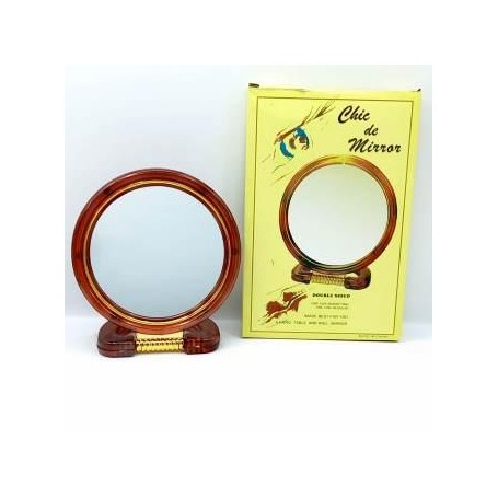 ESPEJO CON BASE CAFE 11CM $22