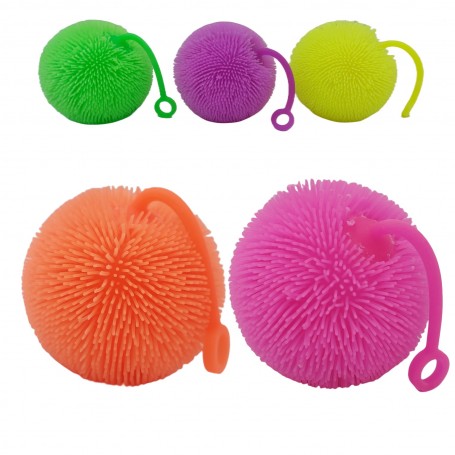 PELOTA PELUSA CON LUZ 9CM V/C $28
