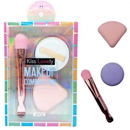 SET BROCHA CON 2 ESPONJAS P/MAQUILLAJE $32