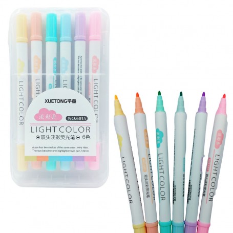 ESTUCHE DE PLUMONES DOBLES 6 PZ COLORES PASTEL $30