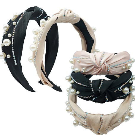 DIADEMA DE TURBANTE BRILLOS O CON PERLA
