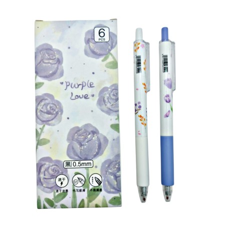 SET PLUMAS DISEÑO FLORAL 6 PZS $40