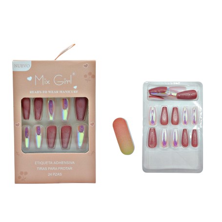 UÑAS MIX GIRL 24 PZS C LIMA $45